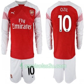Camisolas de Futebol Arsenal FC Mesut Ozil 10 Criança Equipamento Principal 2018/19 Manga Comprida